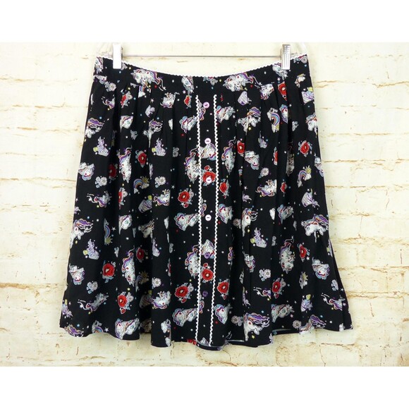 Hell Bunny Skirt Women XL Black Unicorn Rainbow 60s Mod Retro Kidcore Kawaii NWT - Picture 3 of 15